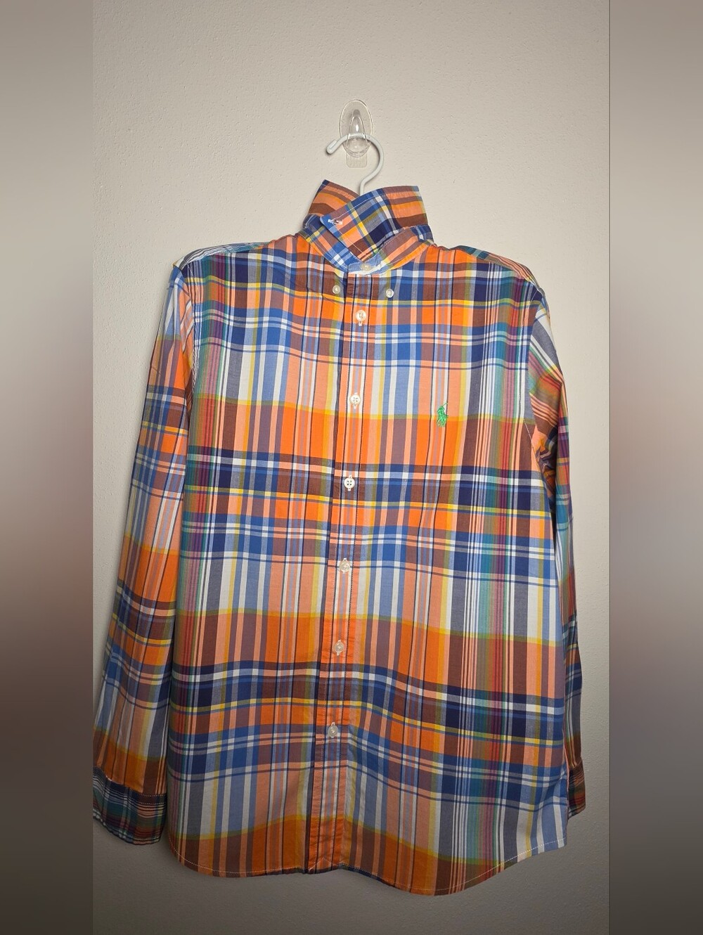 Ralph Lauren Orange & Blue Plaid Button-Down Shirt